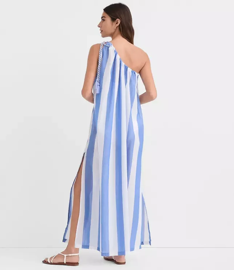 LOFT Beach Striped One Shoulder Swimsuit Coverup