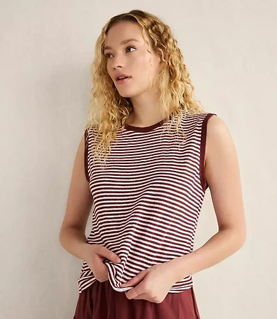 Haven Well Within Linen Stripe Crewneck Tank