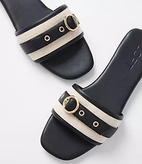 Canvas Buckle Slide Sandals