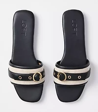 Canvas Buckle Slide Sandals
