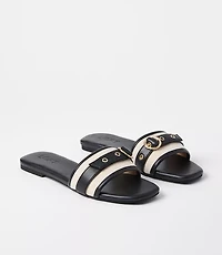 Canvas Buckle Slide Sandals