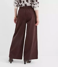 Petite Pleated Pull On Wide Leg Pants Corduroy