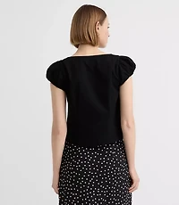 Petite Zip Bubble Sleeve Top