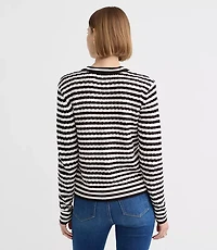 Pointelle Striped Cardigan