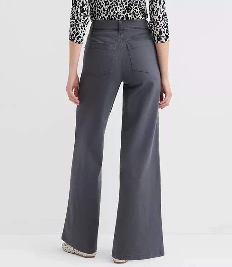 Petite Curvy Palmer Wide Leg Pants Twill