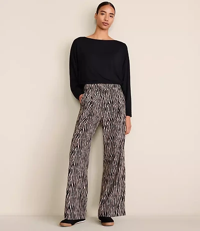 Petite Lou & Grey Zebra Print Wanderweave Wide Leg Trouser Pants