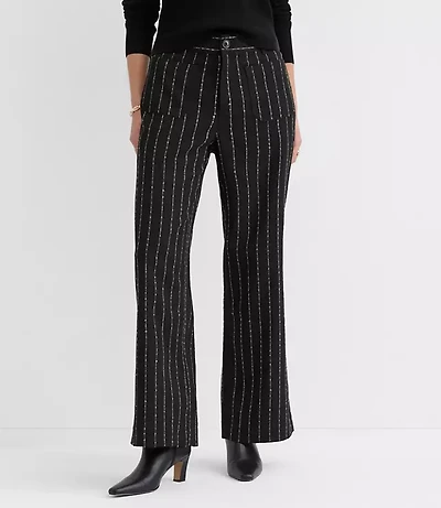 Petite Curvy Palmer Wide Leg Pants Brushed Pinstripe