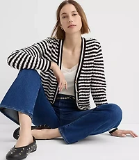 Petite Pointelle Striped Cardigan
