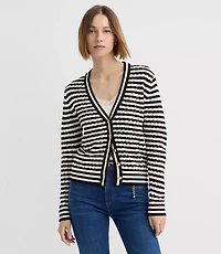Petite Pointelle Striped Cardigan