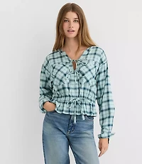 Plaid Flannel Safari Peplum Top