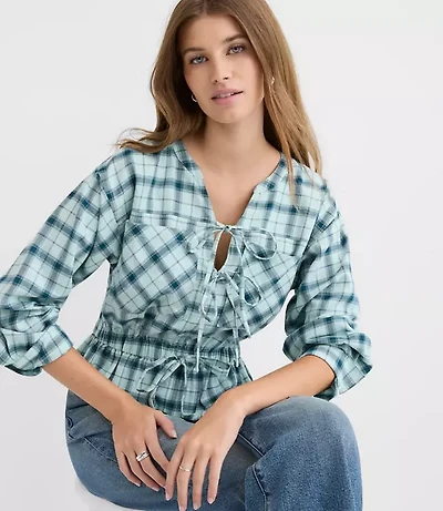 Plaid Flannel Safari Peplum Top