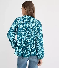 Floral Gathered Peplum Blouse