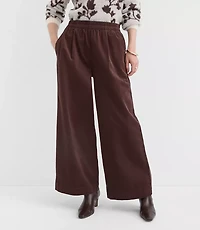 Pleated Pull On Wide Leg Pants Corduroy