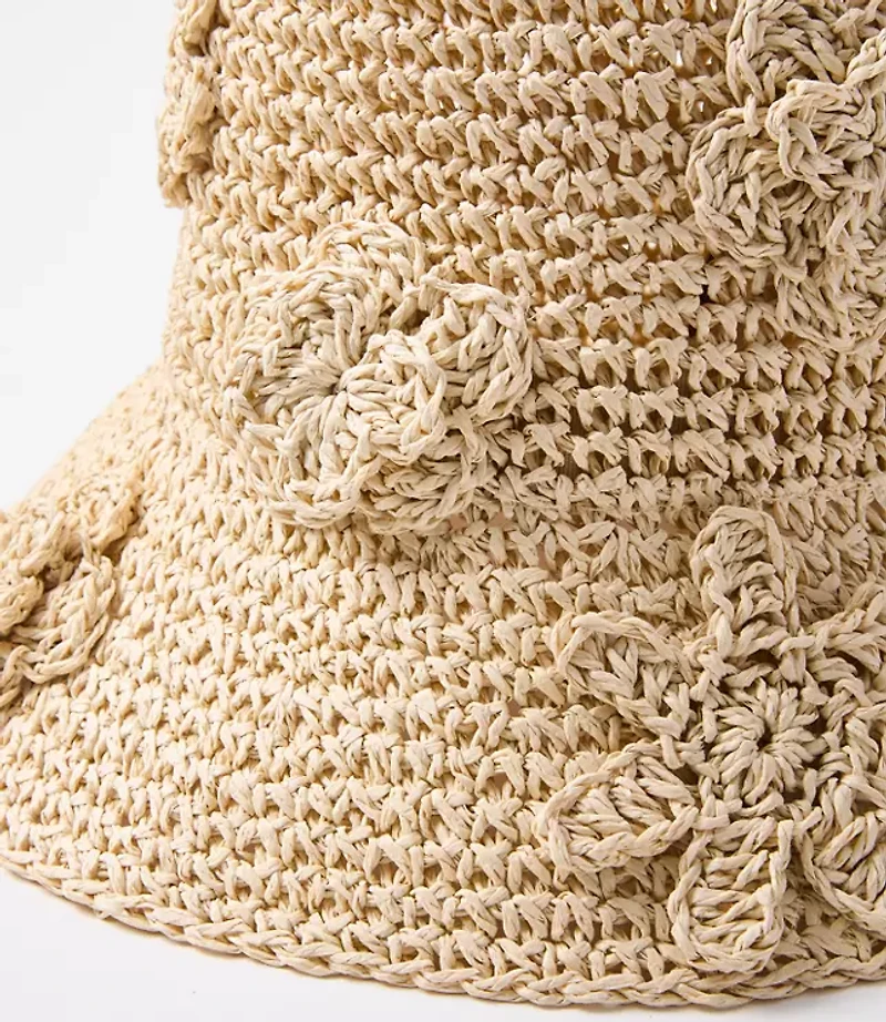 Floral Raffia Bucket Hat