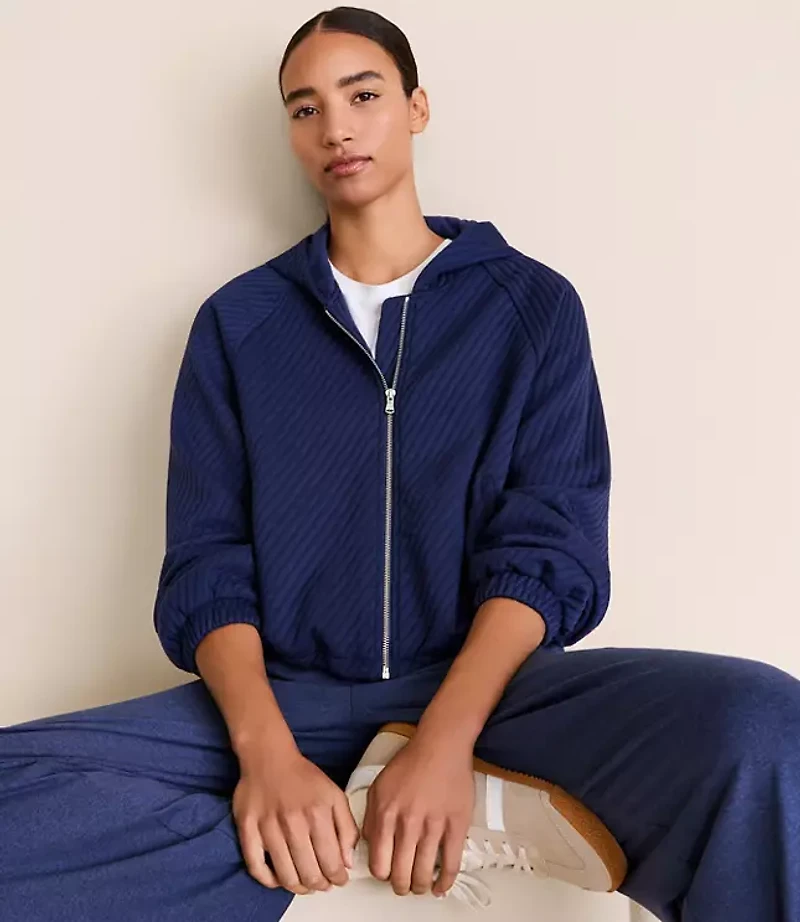 Lou & Grey Quilted Jacquard Zip Hoodie