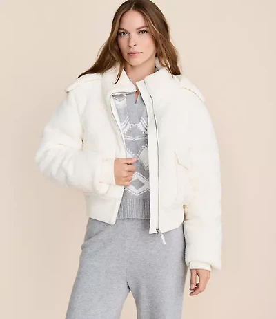 Petite Lou & Grey Hooded Sherpa Puffer Jacket