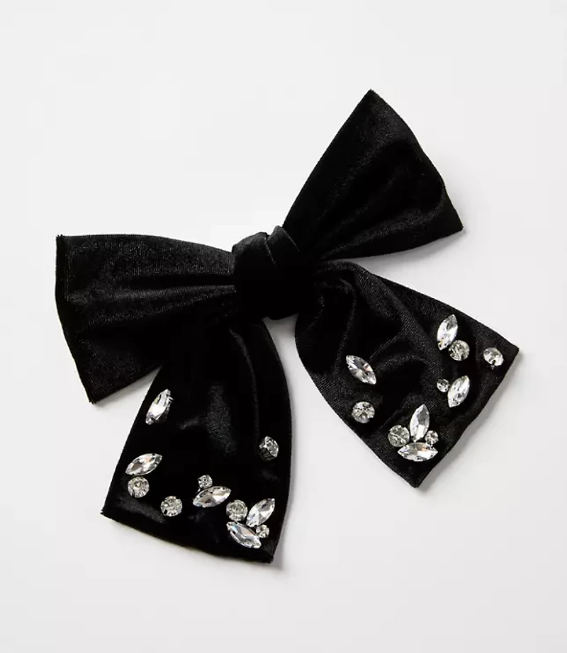 Crystal Velvet Bow Barrette