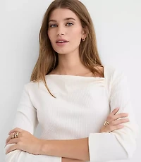 Asymmetrical Neck Ribbed Top