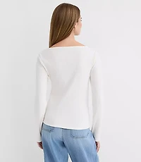 Asymmetrical Neck Ribbed Top