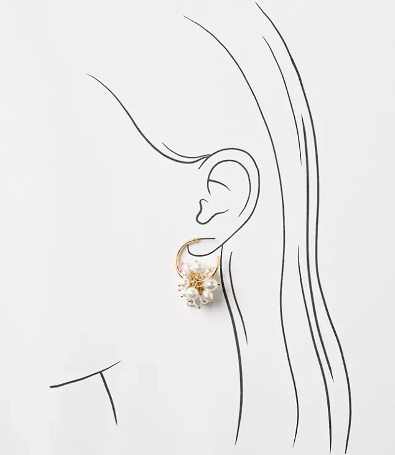Pearlized Cluster Hoop Earrings