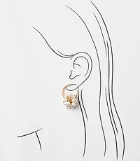 Pearlized Cluster Hoop Earrings