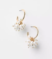 Pearlized Cluster Hoop Earrings