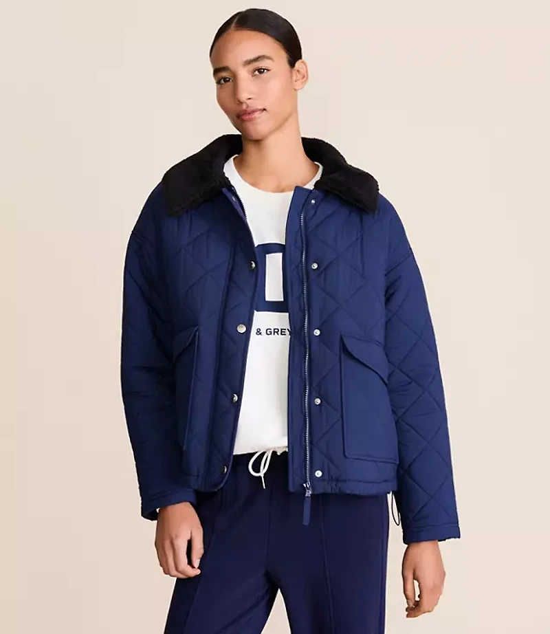 Lou & Grey Sherpa Collared Quilted Puffer Jacket