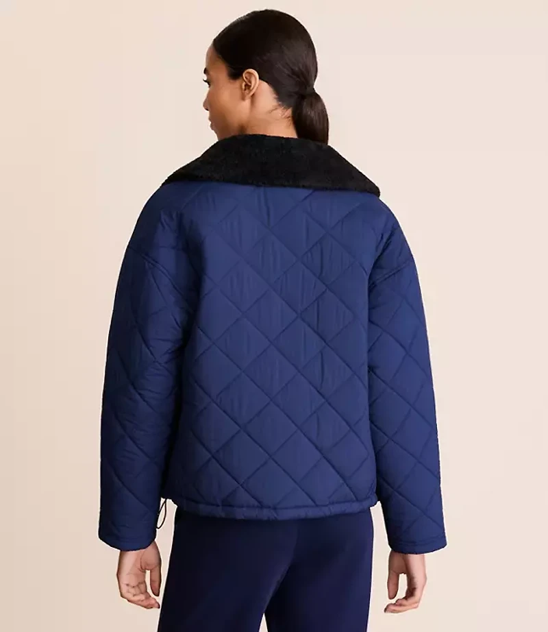 Lou & Grey Sherpa Collared Quilted Puffer Jacket