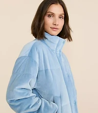 Petite Lou & Grey Ribbed Velour Puffer Jacket