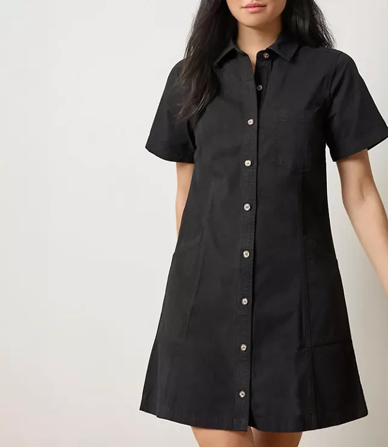 Lilla P Twill Paneled Shirtdress