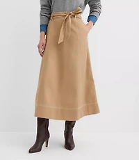 Petite Belted Midi Pocket Skirt