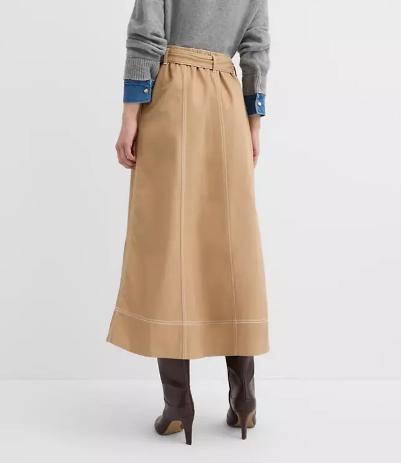 Petite Belted Midi Pocket Skirt