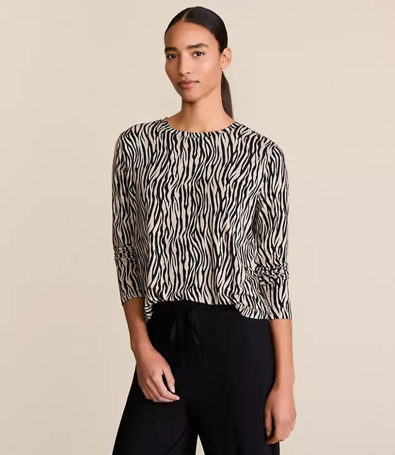 Lou & Grey Zebra Print Essential Modal Long Sleeve Tee
