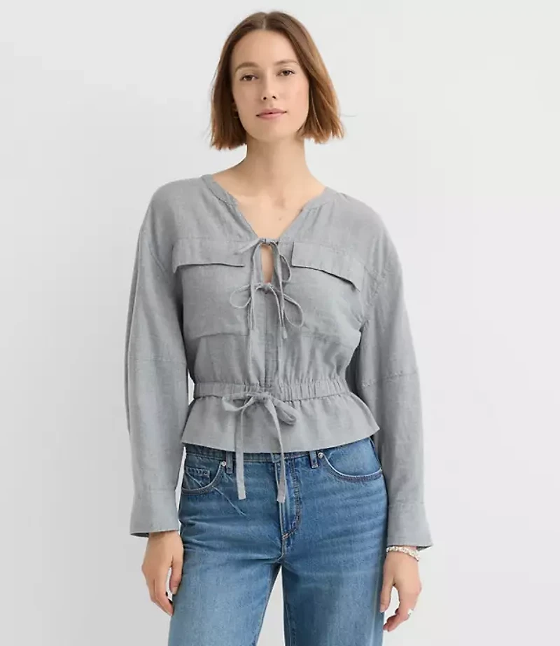 Twill Safari Peplum Top