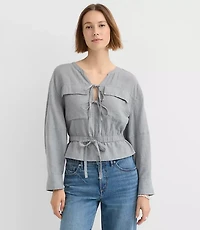 Twill Safari Peplum Top