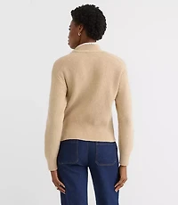 Petite Contrast Stitched Tie Neck Sweater