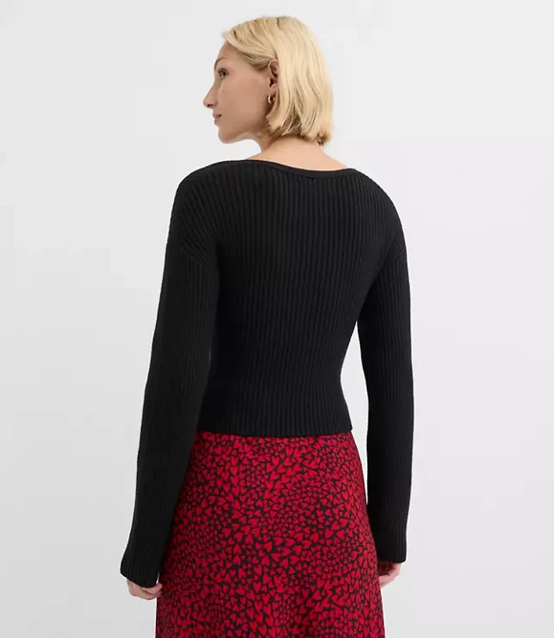 Ribbed Crossover Sweater