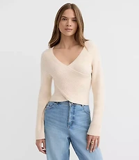 Ribbed Crossover Sweater