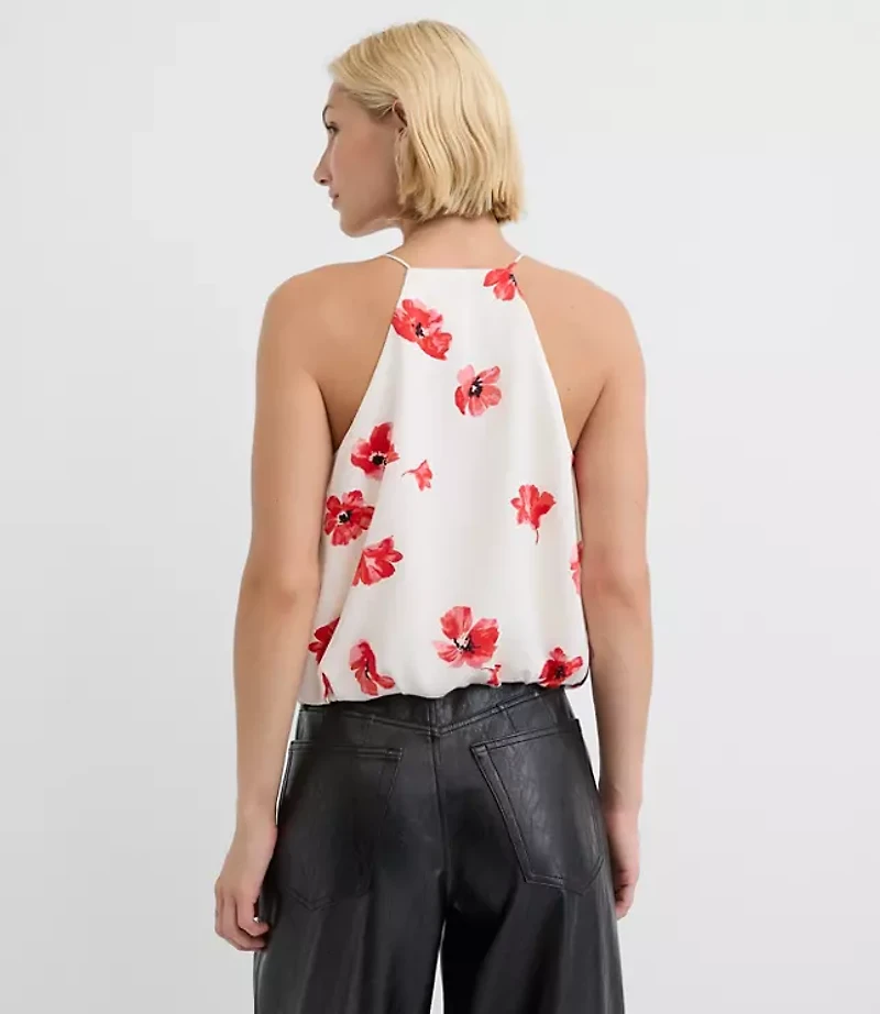 Floral Bubble Hem Wrap Cami