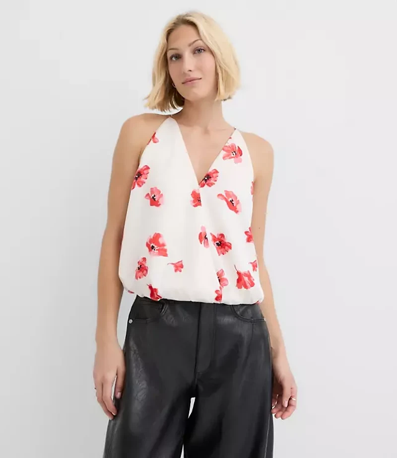 Floral Bubble Hem Wrap Cami