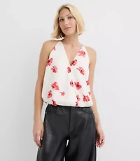 Floral Bubble Hem Wrap Cami