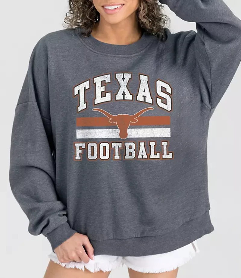 Gameday Couture Texas Longhorns Playmaker Premium Fleece Drop Shoulder Crew Neck Pullover