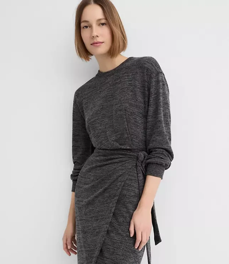 Petite Jersey Side Pleated Midi Wrap Dress