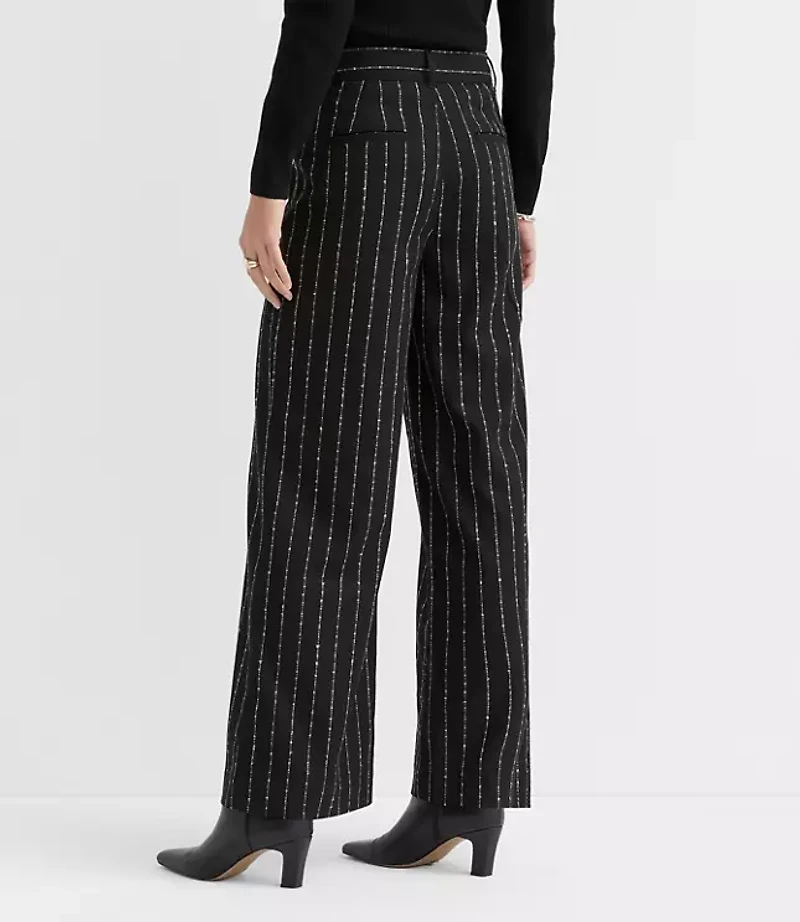 Tall Curvy Palmer Wide Leg Pants Brushed Pinstripe