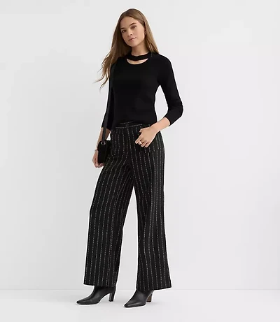 Tall Curvy Palmer Wide Leg Pants Brushed Pinstripe