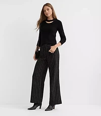 Tall Curvy Palmer Wide Leg Pants Brushed Pinstripe