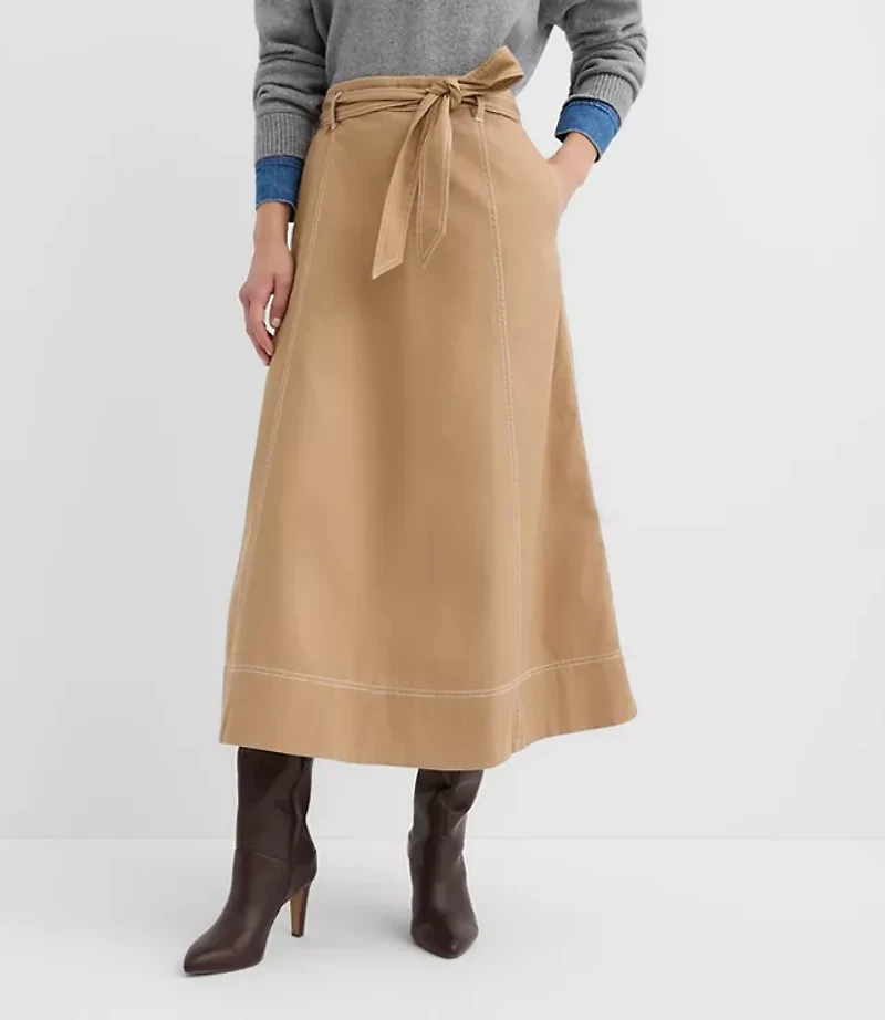 Belted Midi Pocket Skirt