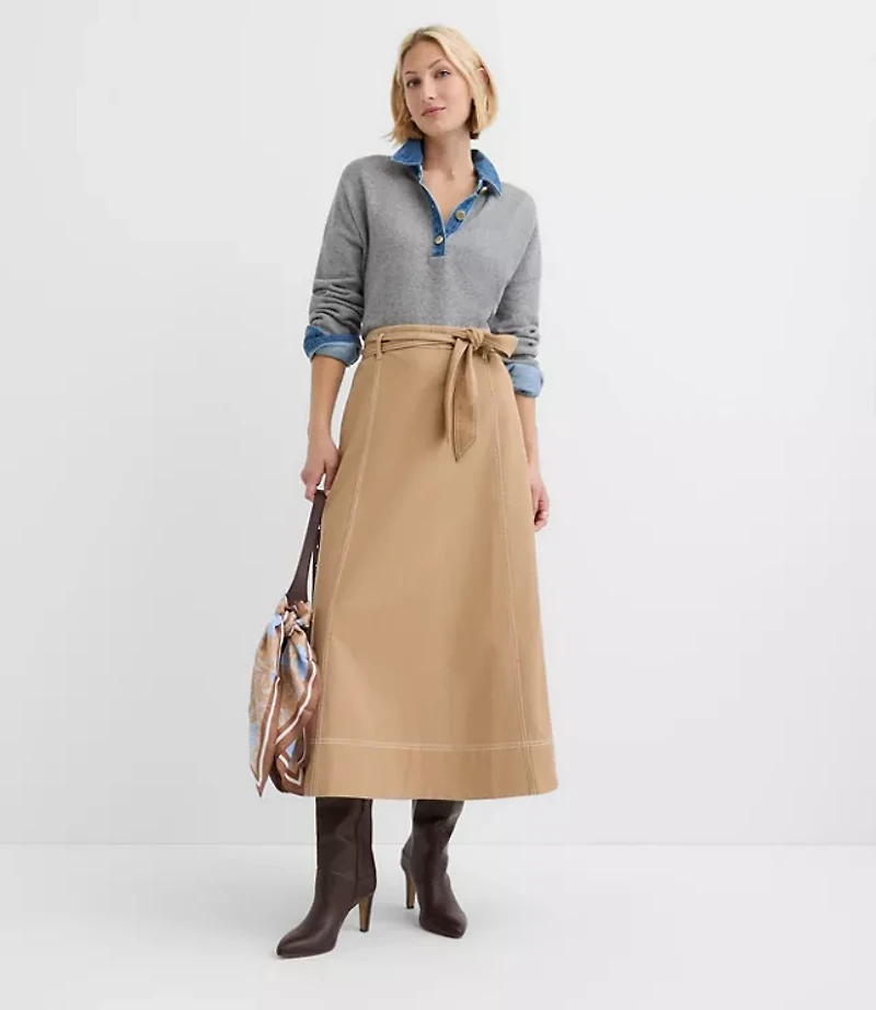 Belted Midi Pocket Skirt