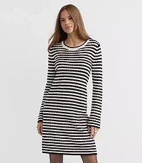Pointelle Striped Sweater Dress