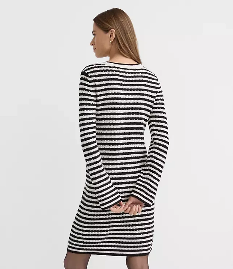 Pointelle Striped Sweater Dress